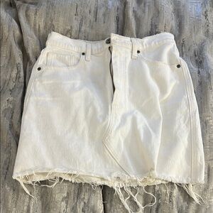 Abercrombie and Fitch ultra high rise White Distressed Denim Mini Skirt
